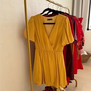 Yellow V-Neck Dress